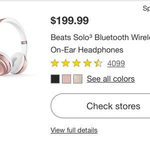 Beats Solo3 Bluetooth Wireless On-Ear Headphones - Rose Gold